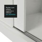 Clóset Matrimonial Lyon 3 Puertas Correderas con Espejos 2 Cajones con Patas Blanco