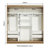 Clóset Matrimonial Reno 3 Puertas Corredizas Marrón/Negro
