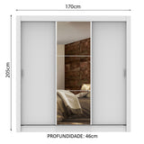 Clóset Matrimonial Lyon Plus 3 Puertas Correderas con Espejo 4 Cajones Blanco