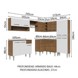 Cocina Integral Esquinera 417cm Marrón/Blanco Emilly Madesa 02