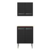 Kit con Gabinete Superior y Bajo 64cm Marrón/Negro Emilly
