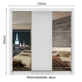 Clóset Matrimonial Lyon 3 Puertas Correderas con Espejos 2 Cajones Blanco