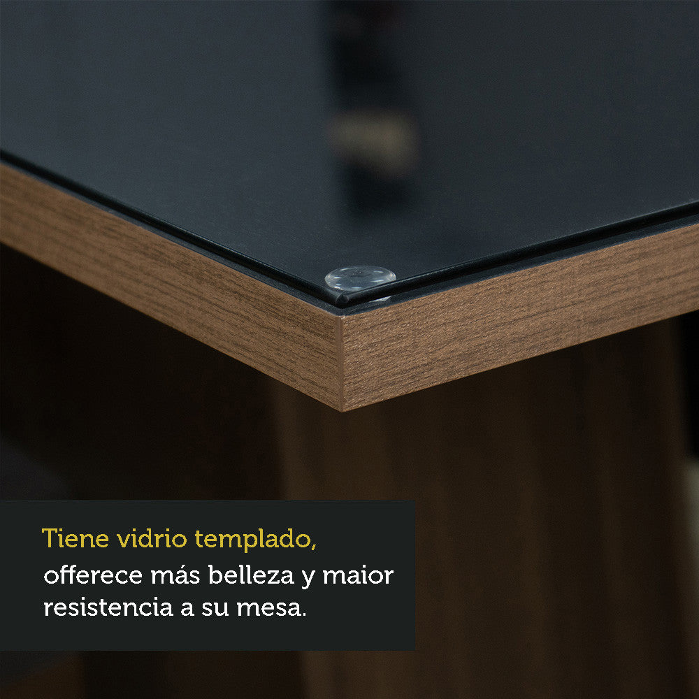Juego de Comedor con Mesa con Encimera y 6 Sillas Marrón/Negro/Silver Alexis