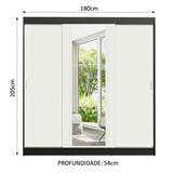 Clóset Matrimonial Reno 3 Puertas Correderas con Espejo Negro/Blanco