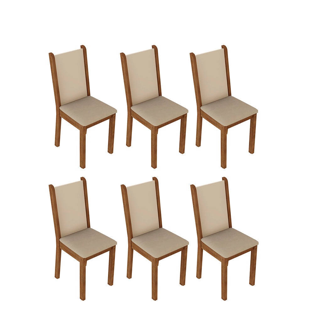Kit 6 Sillas 4291 Marrón/Crema/Sintético Beige