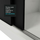Clóset Matrimonial Reno con 3 Puertas Correderas de Espejo Blanco/Negro