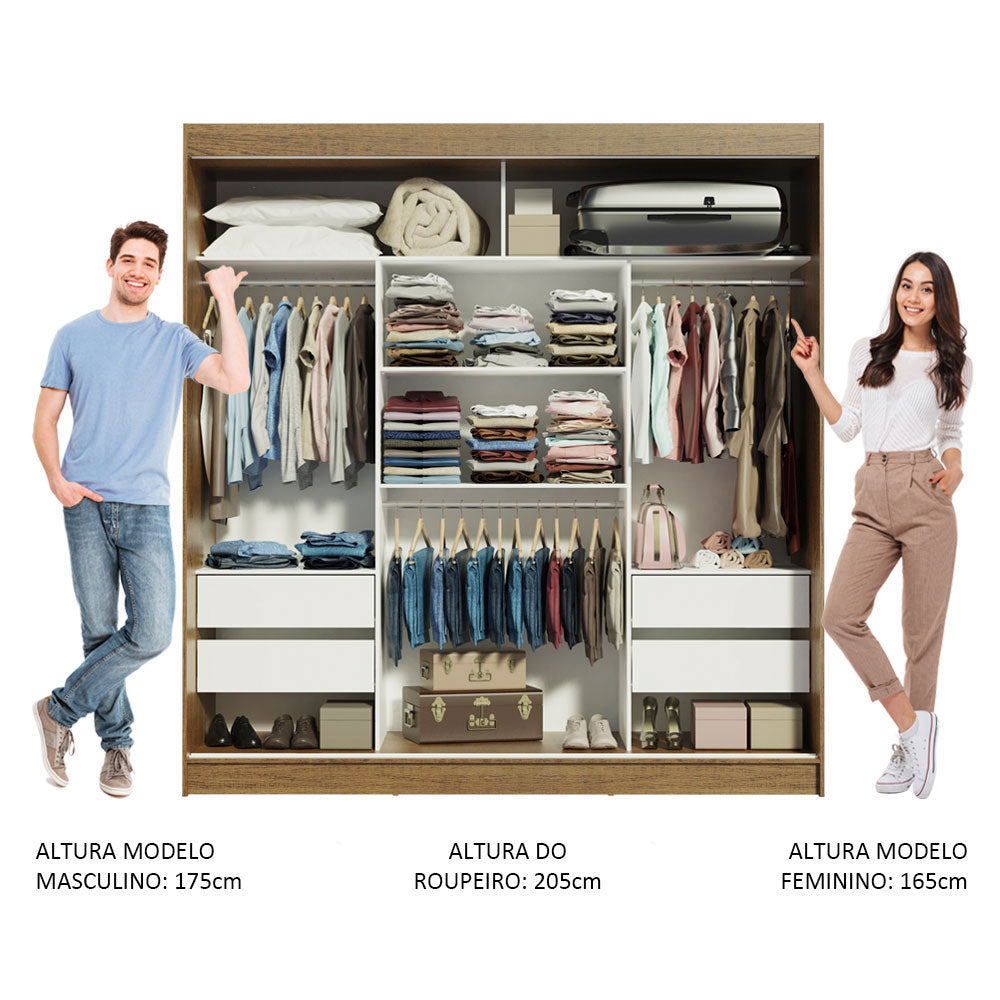 Clóset Matrimonial Reno 3 Puertas Corredizas con Espejos Marrón/Negro