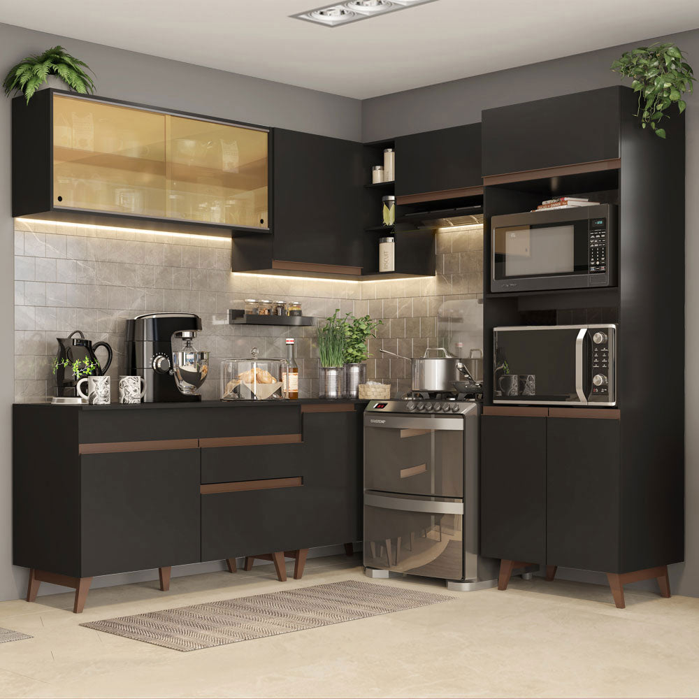 Cocina Integral Esquinera 402cm Negro Reims 02