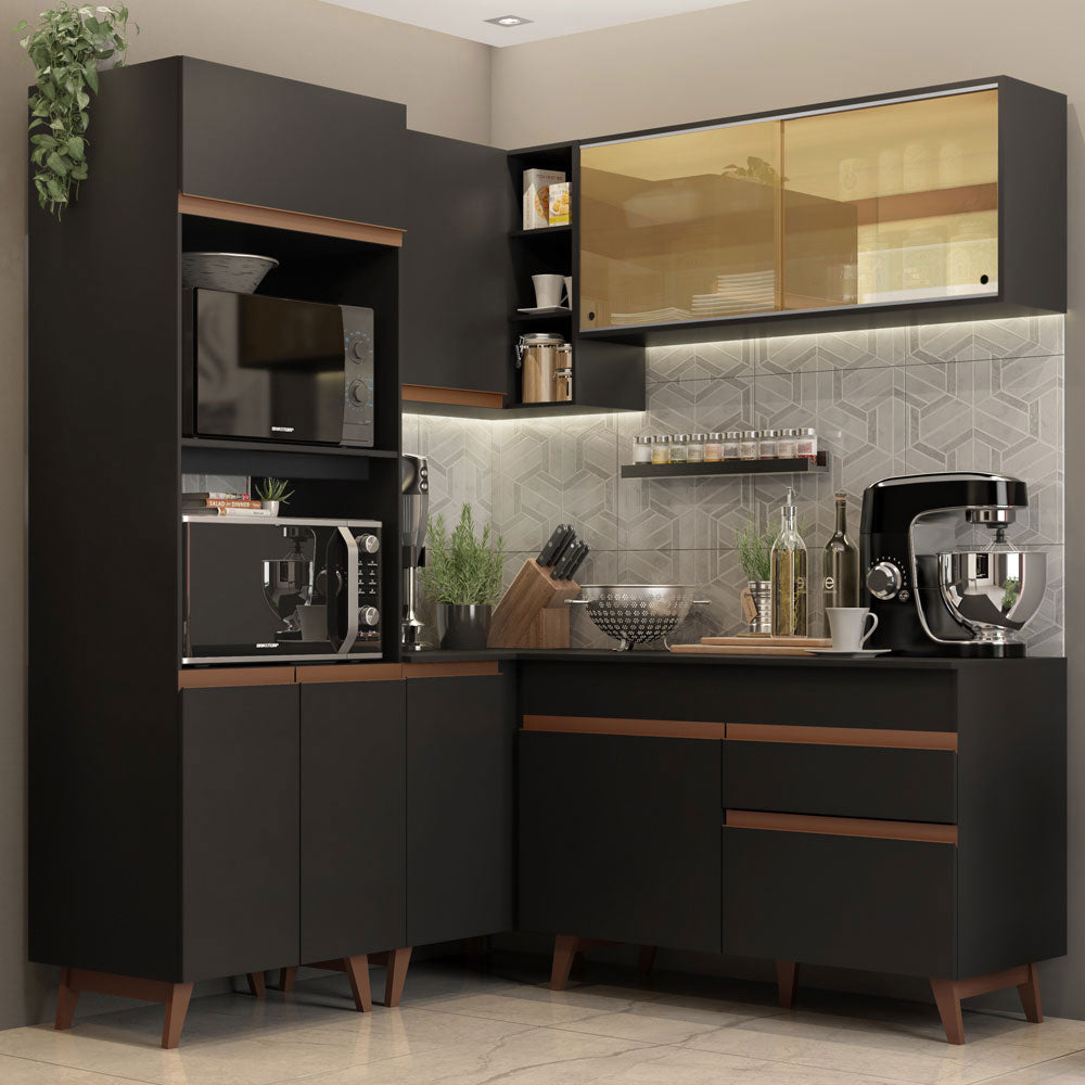 Cocina Integral Esquinera 332cm Negro Reims 01