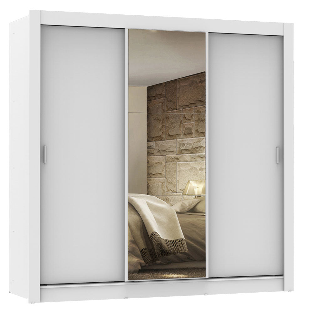 Clóset Matrimonial Lyon 3 Puertas Correderas con Espejo 2 Cajones Blanco