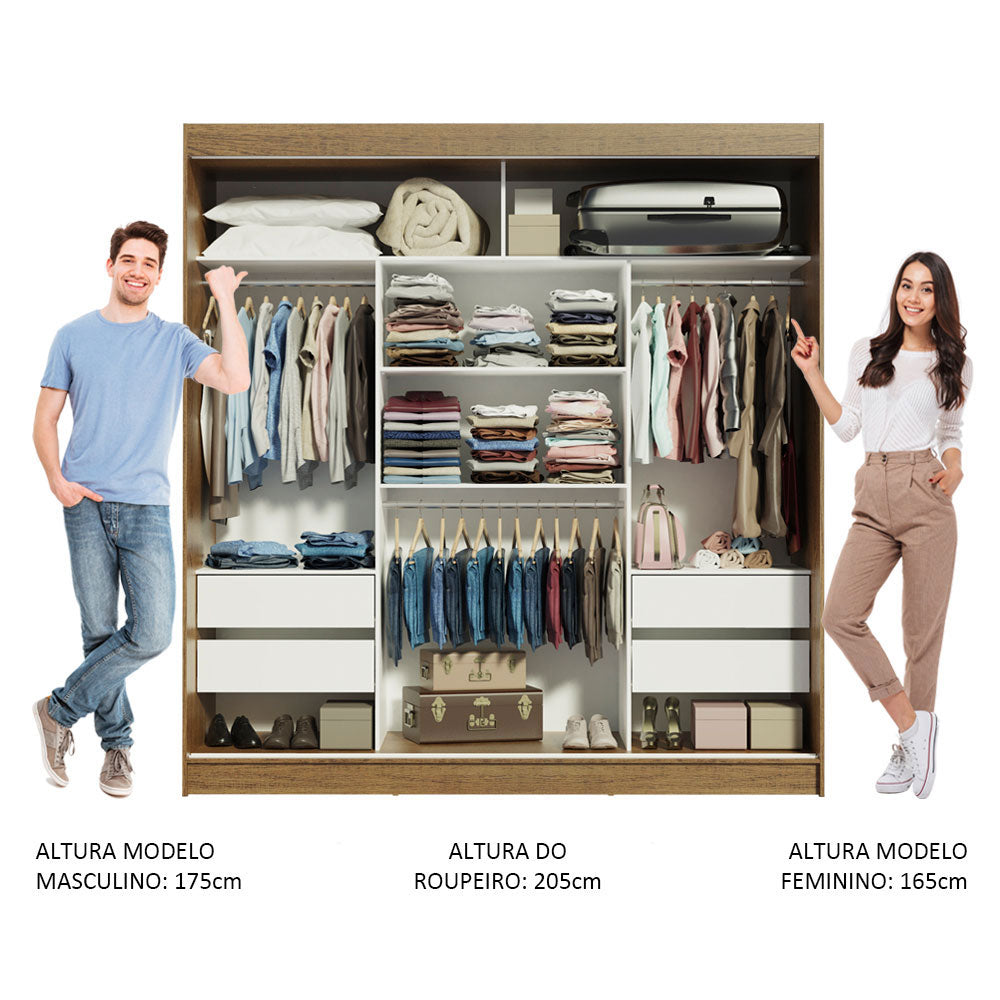 Clóset Matrimonial Reno 3 Puertas Corredizas con Espejo Marrón/Negro