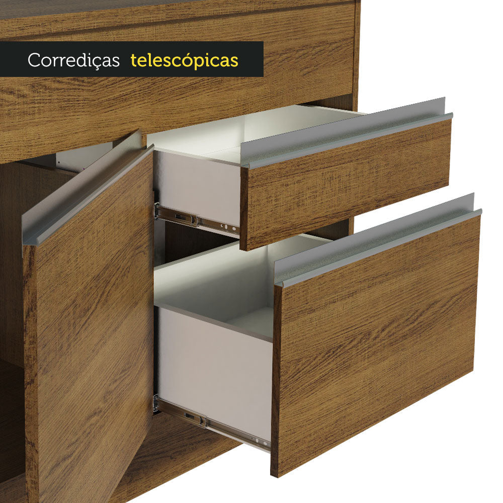 Gabinete Bajo para Lavadero 150 cm 2 Puertas y 2 Cajones (Con Encimera) Glamy Marrón