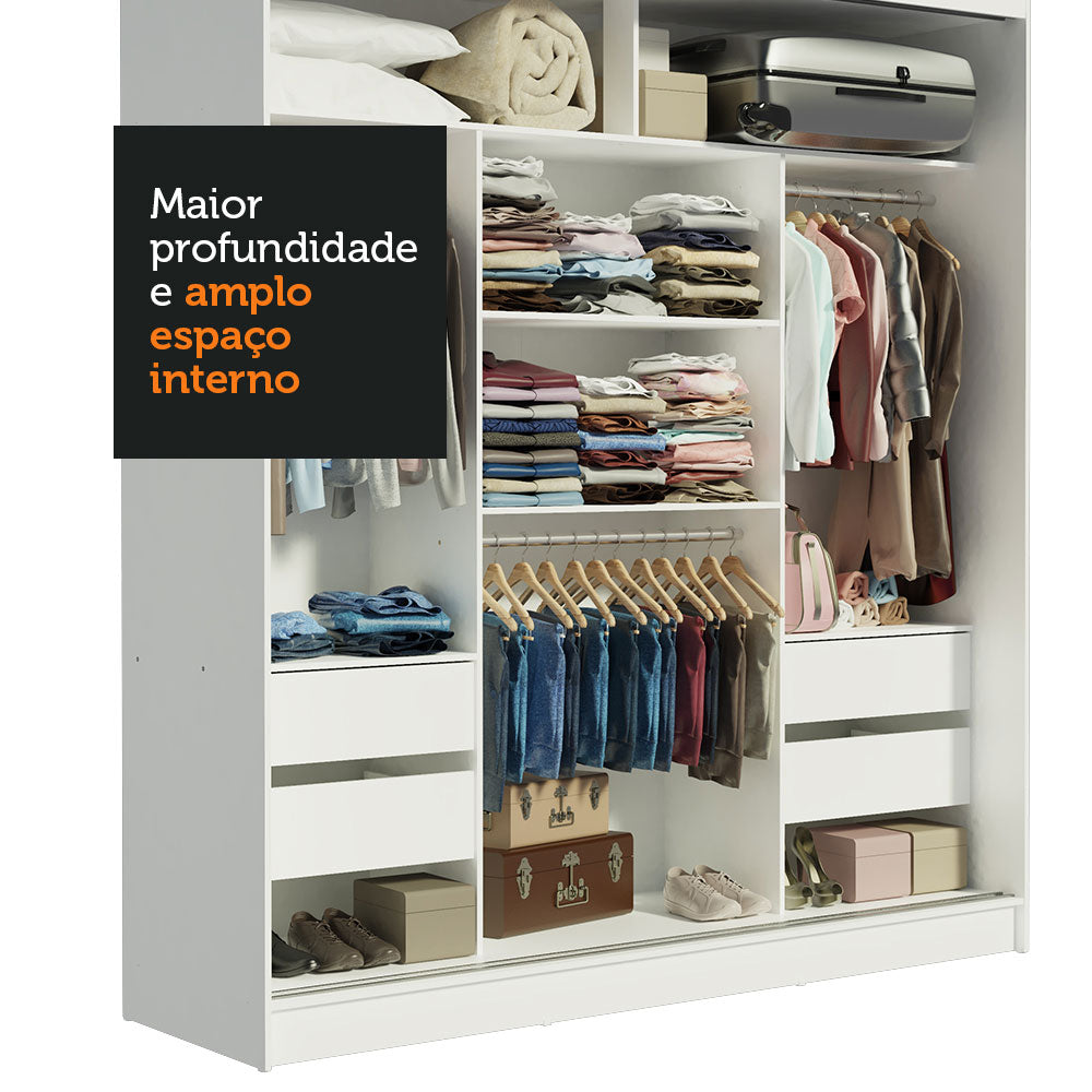 Clóset Matrimonial Reno con 3 Puertas Correderas de Espejo Blanco/Negro