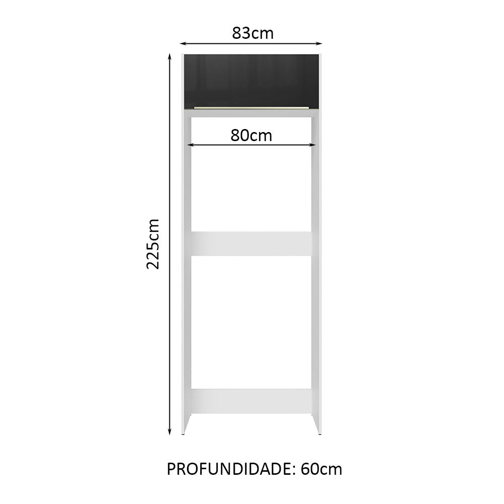 Mueble de Cocina para Refrigerador 1 Puerta Abatible Lux Blanco/Negro