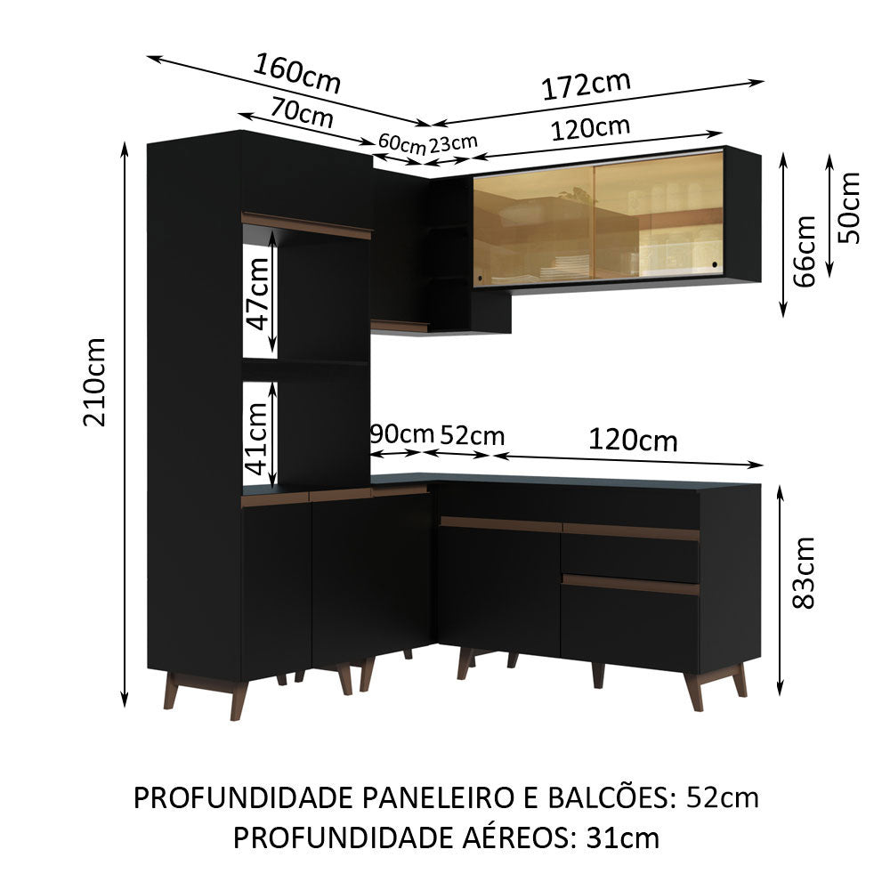 Cocina Integral Esquinera 332cm Negro Reims 01