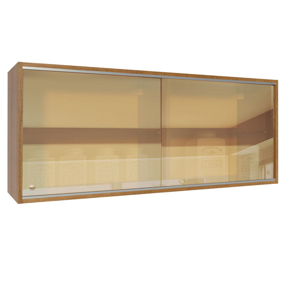 Gabinete Superior 2 Puertas Corredizas Vidrio Reflejante 120 cm Marrón
