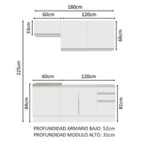 Cocina Compacta 180cm Con Mesón de Acero Blanco Glamy Madesa 11