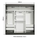 Clóset Matrimonial Reno 3 Puertas Correderas con Espejos Negro