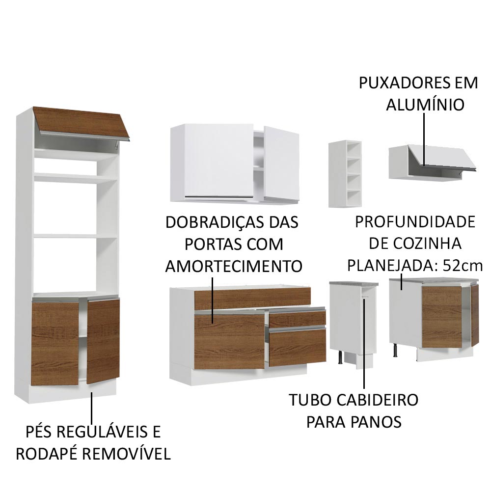 Cocina Integral 290 cm Blanco/Marrón/Blanco Vicenza 12