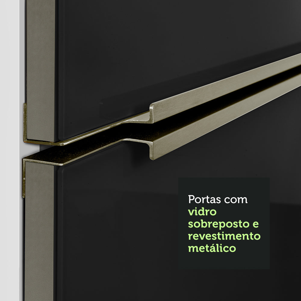 Mueble de Cocina para Refrigerador 1 Puerta Abatible Lux Blanco/Negro