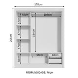 Clóset Matrimonial Lyon 3 Puertas Correderas con Espejos 2 Cajones Blanco