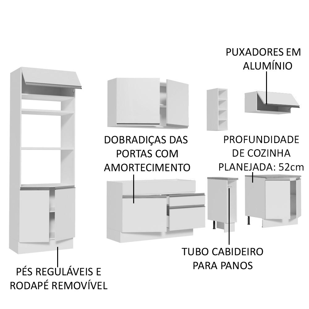 Cocina Integral 290 cm (Con Encimera) Blanco Vicenza 12