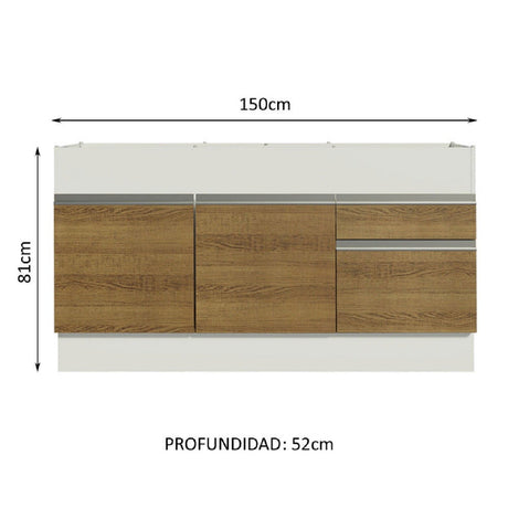 Mueble de Cocina Madesa 2 Cajones 2 Puertas 150 Cm