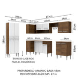 Cocina Integral Esquinera 481cm Marrón/Blanco Emilly Moon Madesa 01