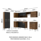 Cocina Integral Esquinera 481cm Marrón/Negro Emilly Moon 01