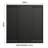 Clóset Matrimonial Reno 3 Puertas Correderas Negro