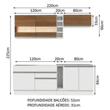 Cocina Integral 220cm Blanco/Blanco/Marrón Parma 02