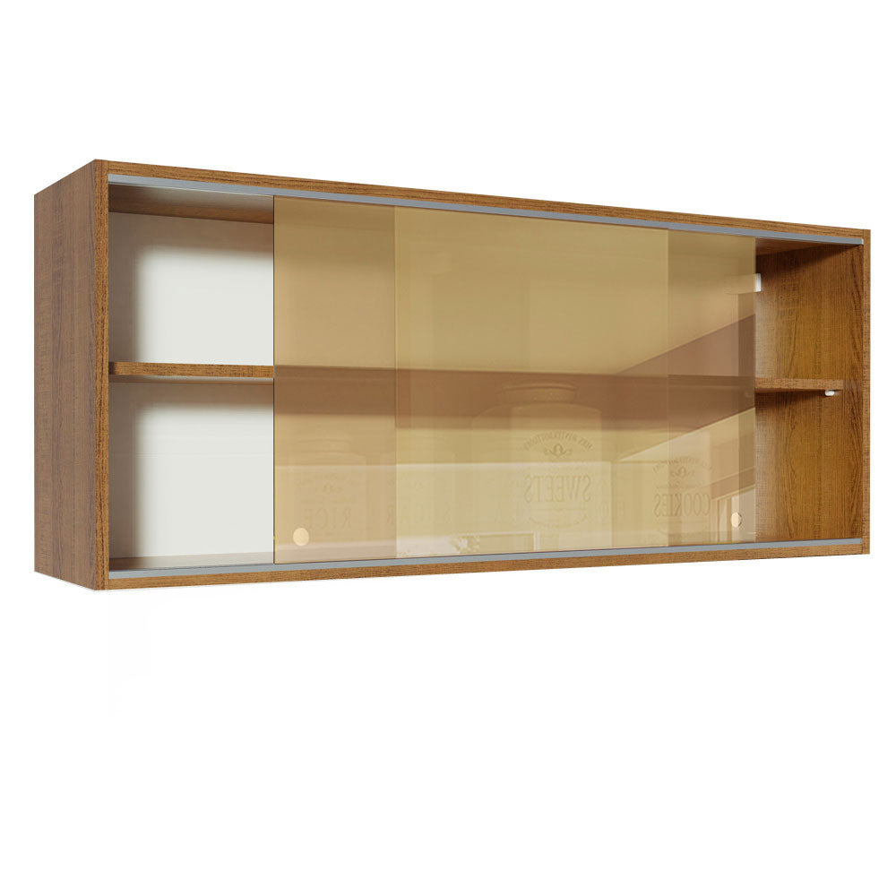 Gabinete Superior 2 Puertas Corredizas Vidrio Reflejante 120 cm Marrón