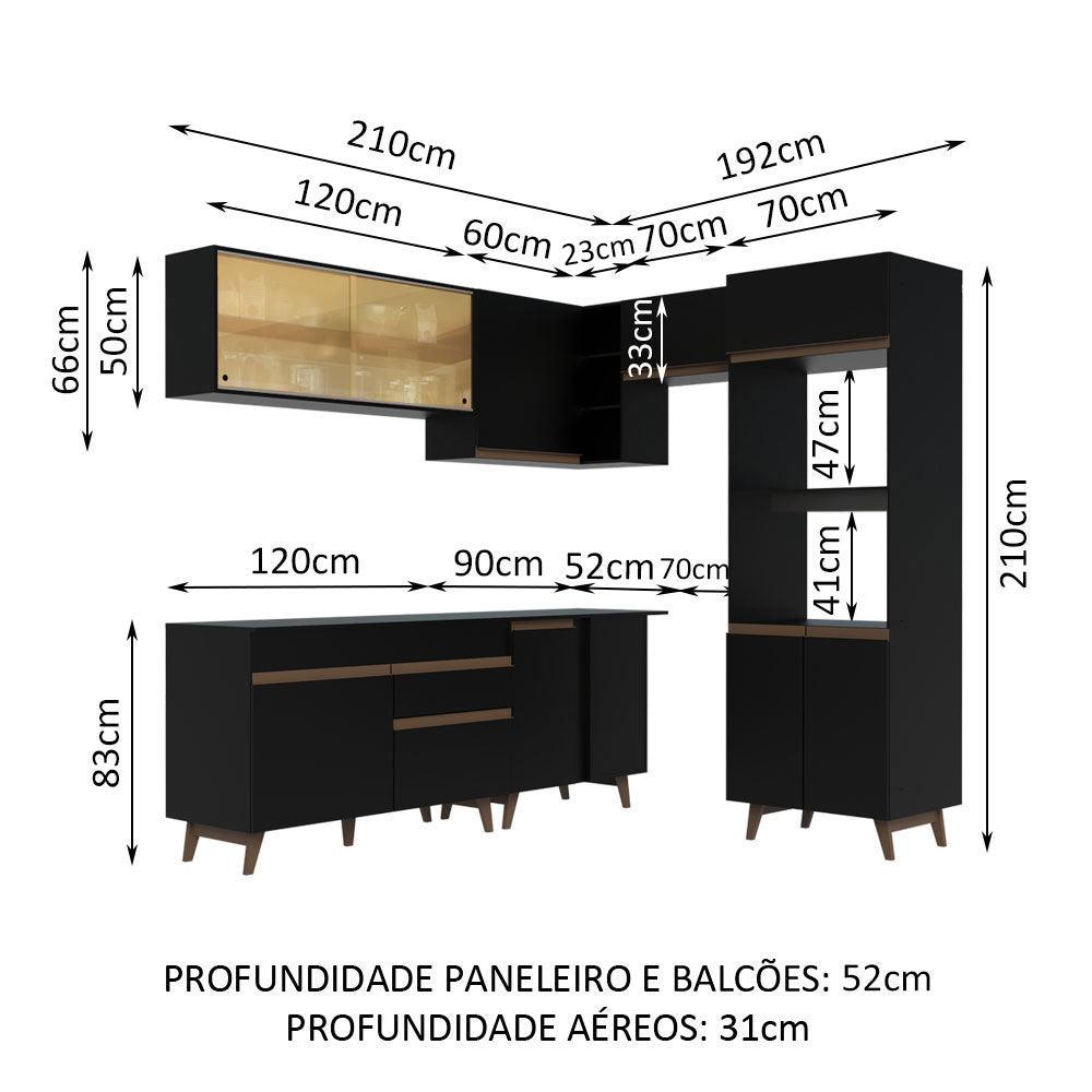 Cocina Integral Esquinera 402cm Negro Reims 02