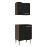 Kit con Gabinete Superior y Bajo 64cm Marrón/Negro Emilly