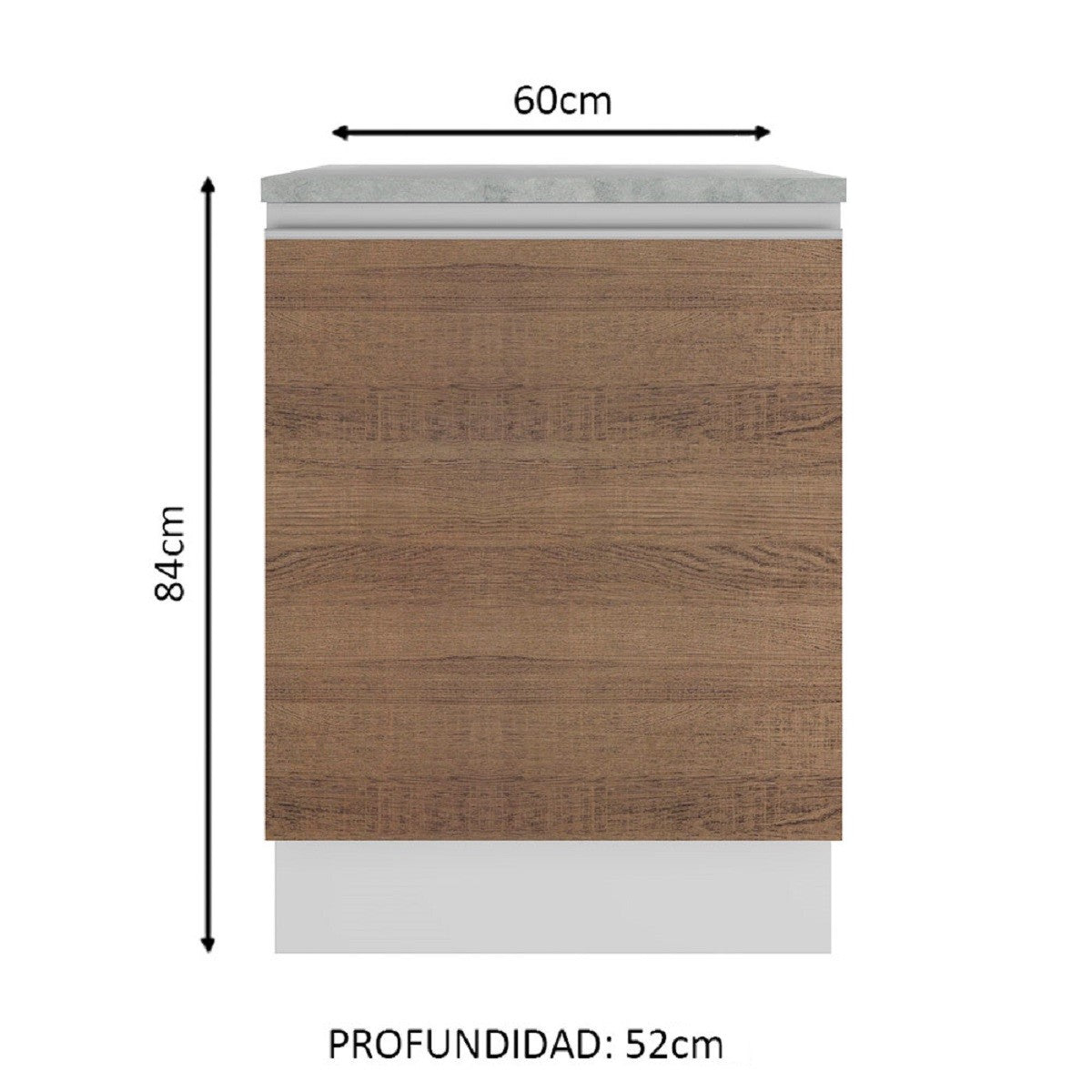 Mueble de Cocina 60 cm Con 1 Puerta Blanco/Marrón Glamy Madesa