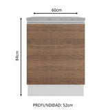Mueble de Cocina 60 cm Con 1 Puerta Blanco/Marrón Glamy Madesa