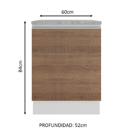 Mueble de Cocina 60 cm Con 1 Puerta Blanco/Marrón Glamy Madesa