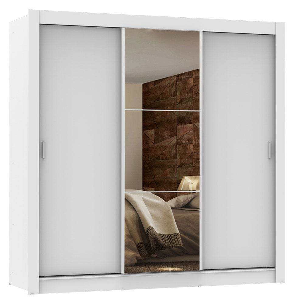 Clóset Matrimonial Lyon Plus 3 Puertas Correderas con Espejo 4 Cajones Blanco