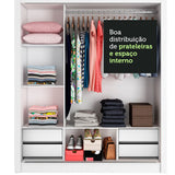 Clóset Matrimonial Lyon Plus 3 Puertas Correderas 4 Cajones Blanco