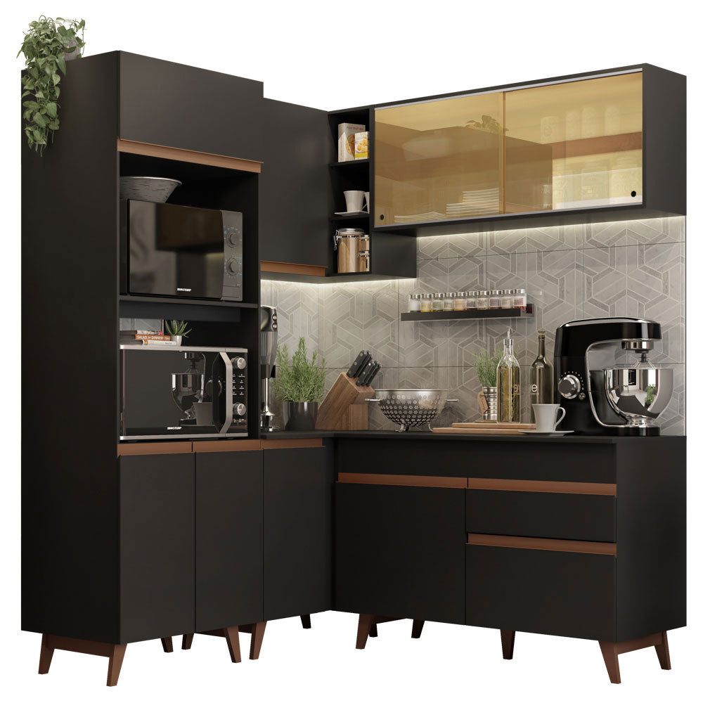 Cocina Integral Esquinera 332cm Negro Reims 01