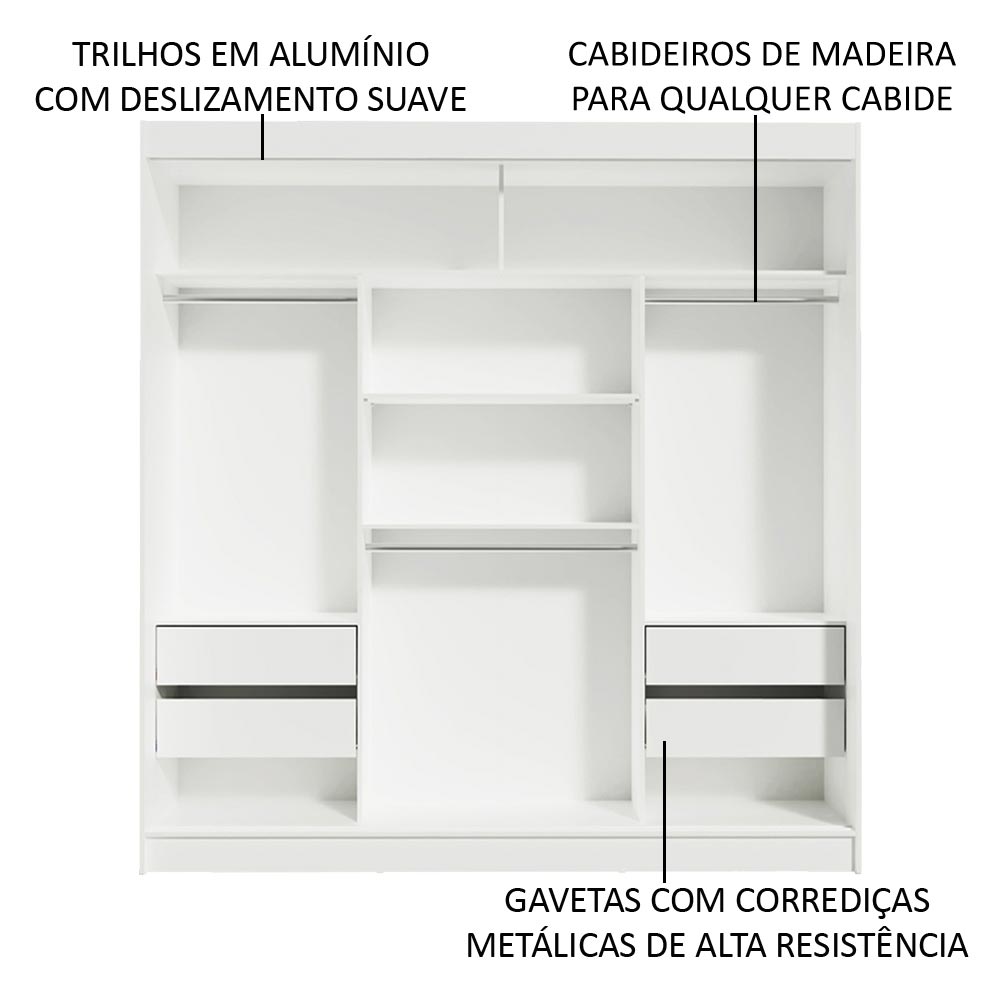Clóset Matrimonial Reno con 3 Puertas Correderas de Espejo Blanco/Negro