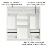 Clóset Matrimonial Reno con 3 Puertas Correderas de Espejo Blanco/Negro