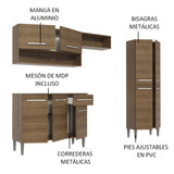 Cocina Integral 229cm Sin Mesón De Acero Marrón Emilly Pop Madesa 02