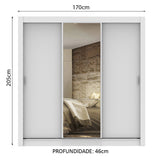 Clóset Matrimonial Lyon 3 Puertas Correderas con Espejo 2 Cajones Blanco