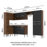 Cocina Integral Esquinera 385cm Marrón/Negro Emilly Love 01
