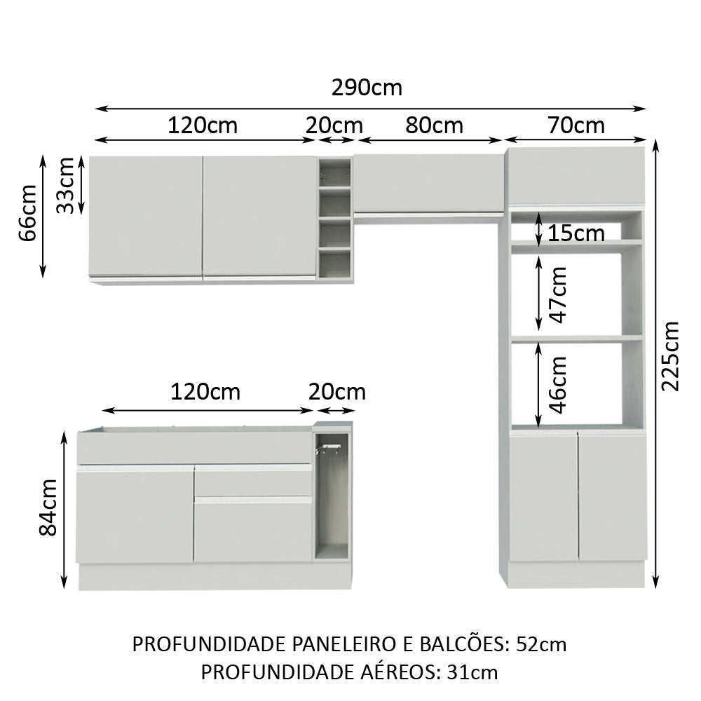 Cocina Integral 290cm Blanco Cristal 09