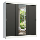 Clóset Matrimonial Reno 3 Puertas Correderas con Espejo Blanco/Negro