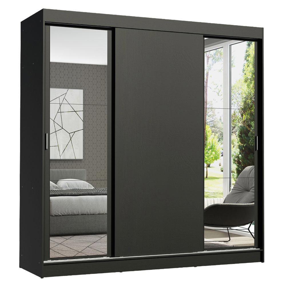 Clóset Matrimonial Reno 3 Puertas Correderas con Espejos Negro