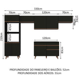 Cocina Integral 330cm Negro Reims 01