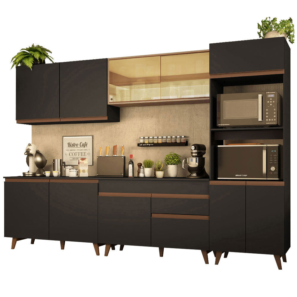 Cocina Integral 310 cm Reims Negro/Marrón 01